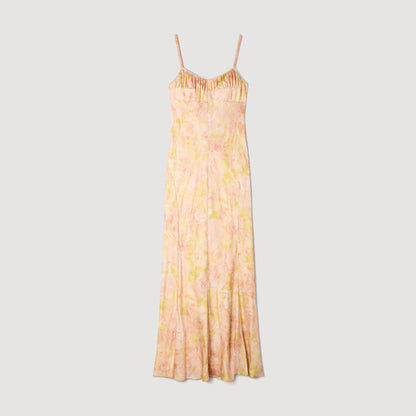 Provence Flower Print Maxi Dress Pink / Green