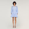 Ludovica Short Striped Cotton Dress Sky Blue