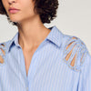 Ludovica Short Striped Cotton Dress Sky Blue