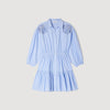 Ludovica Short Striped Cotton Dress Sky Blue