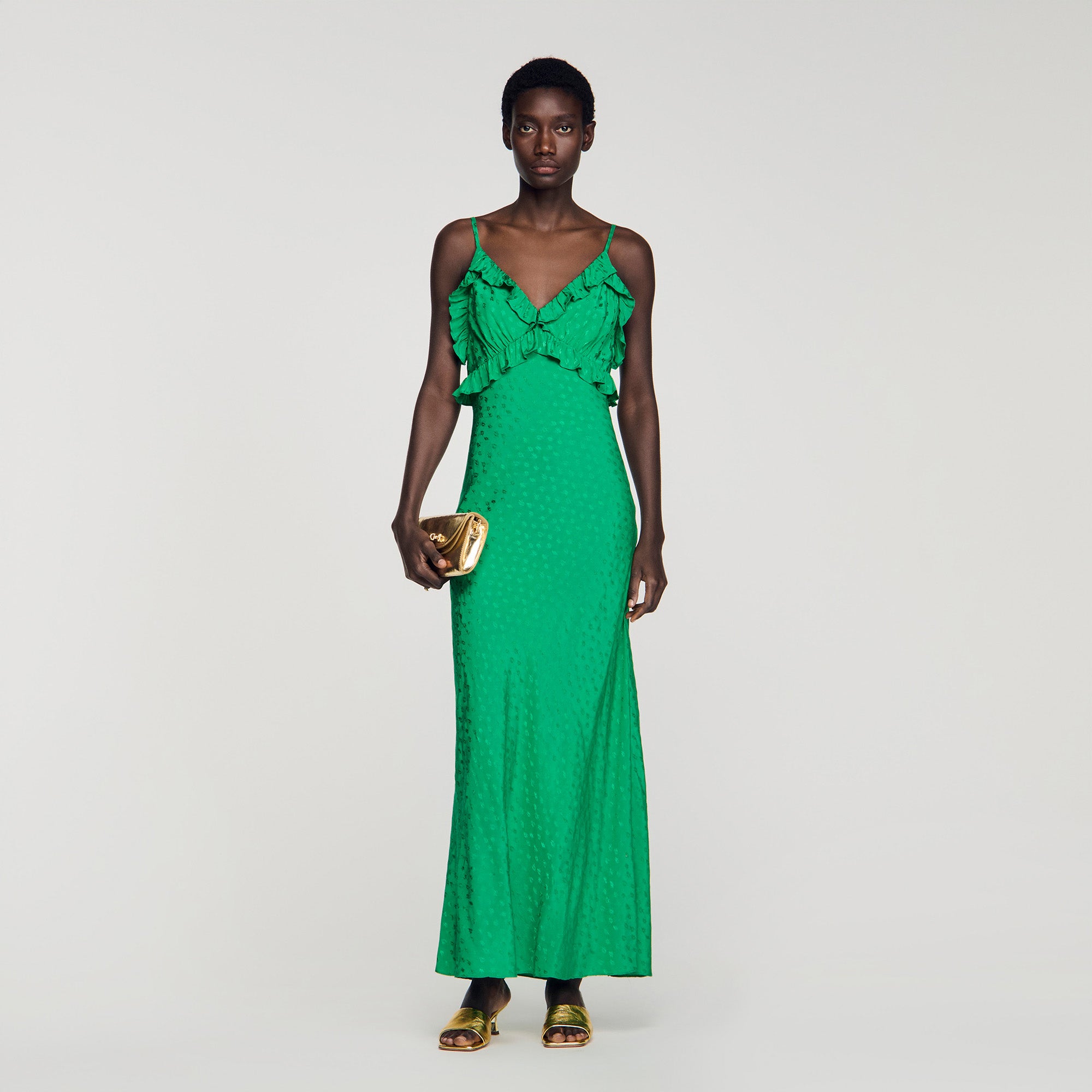 Calypsane Maxi Dress With Straps GREEN