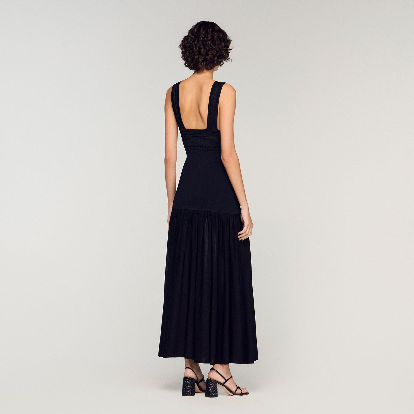 Loula Ruffled Knit Maxi Dress Black