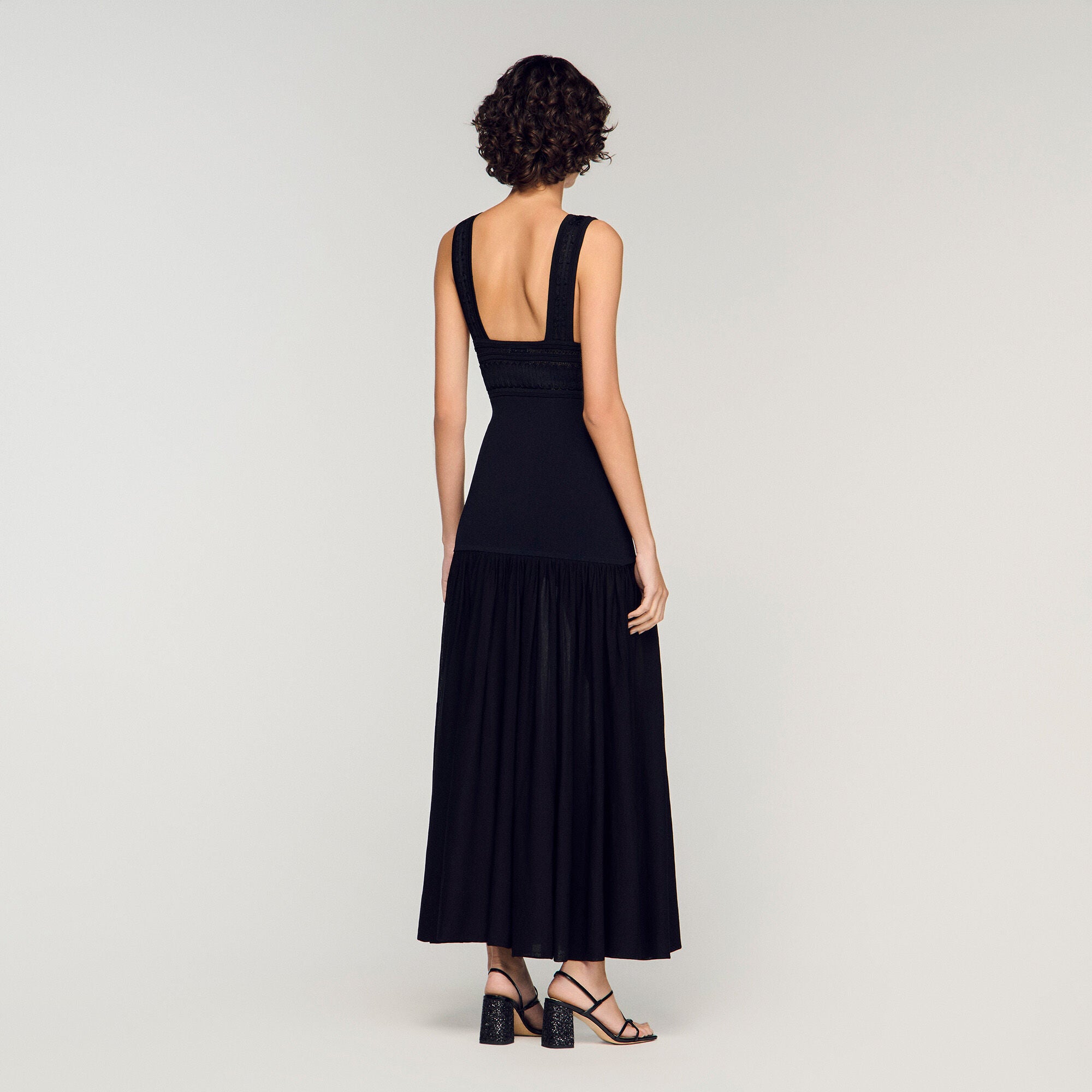Loula Ruffled Knit Maxi Dress Black