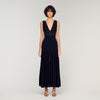 Loula Ruffled Knit Maxi Dress Black