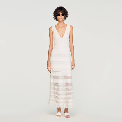 Zinnia Pointelle Knit Maxi Dress White