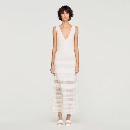 Zinnia Pointelle Knit Maxi Dress White