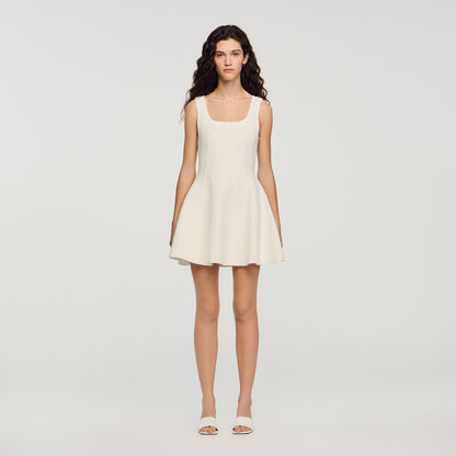 Lyssandra Beaded Knit Short Dress White