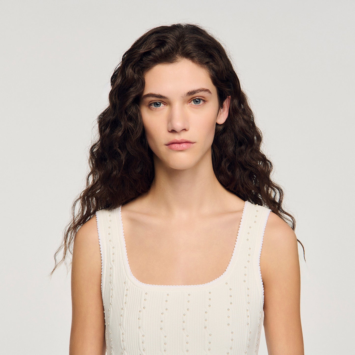 Lyssandra Beaded Knit Short Dress White