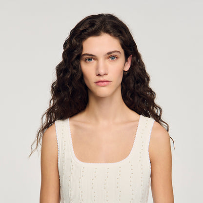 Lyssandra Beaded Knit Short Dress White