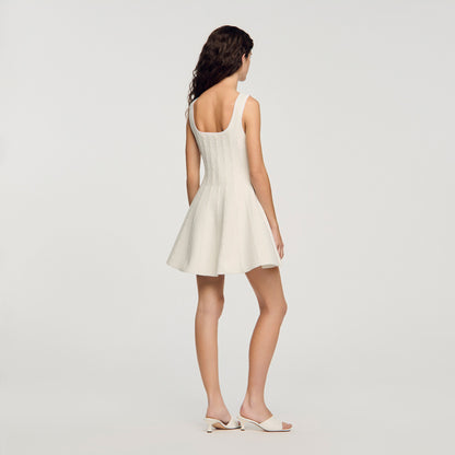 Lyssandra Beaded Knit Short Dress White