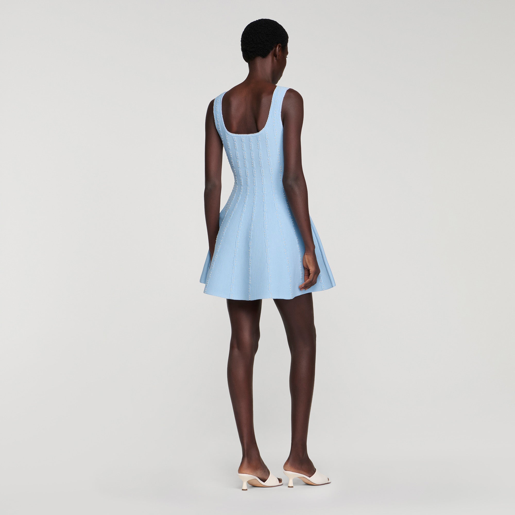 Lyssandra Beaded Knit Short Dress SKY BLUE