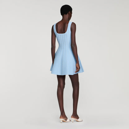 Lyssandra Beaded Knit Short Dress SKY BLUE