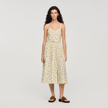 Lucette Floral Maxi Dress With Straps Olive / Ecru