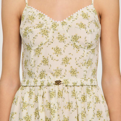 Lucette Floral Maxi Dress With Straps Olive / Ecru