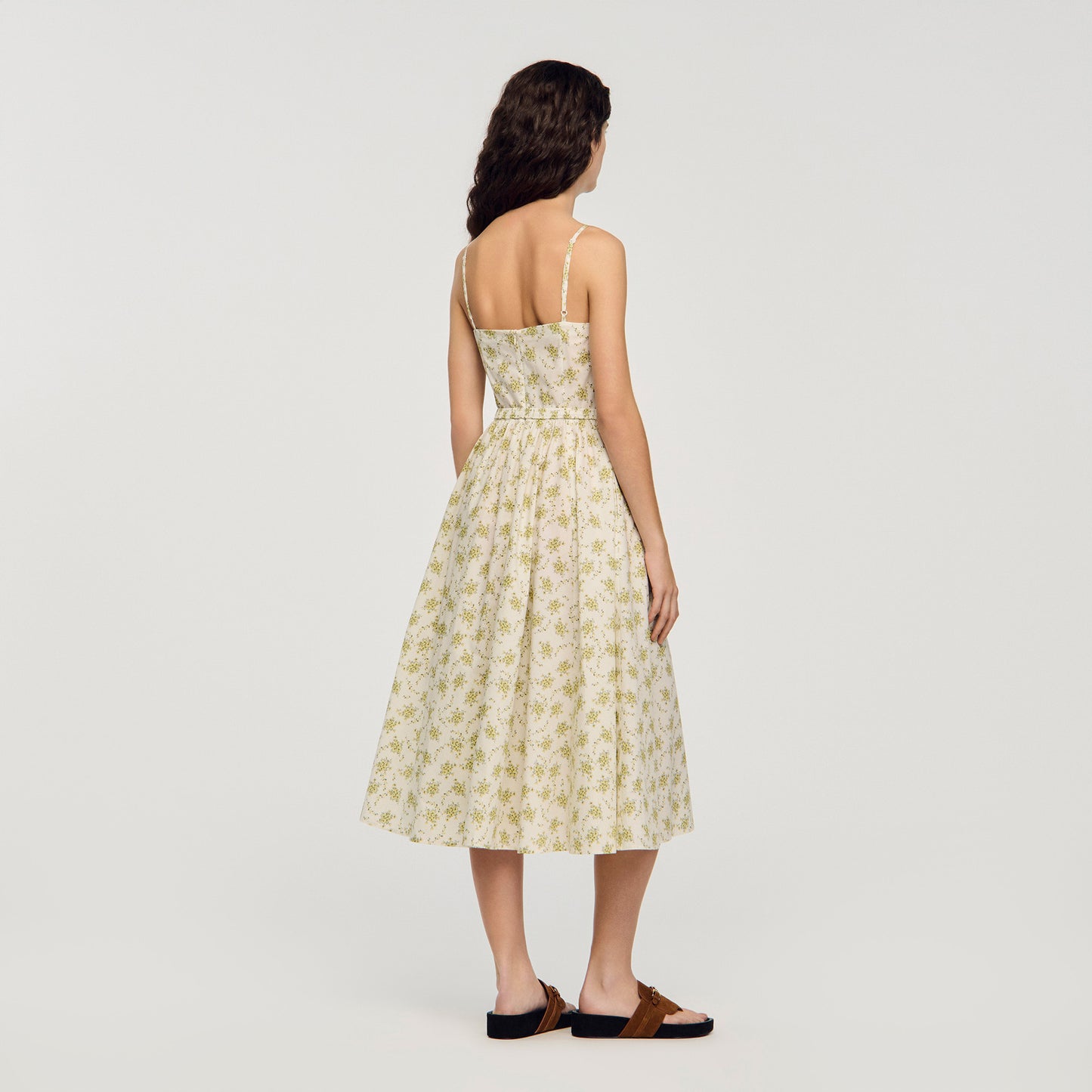Lucette Floral Maxi Dress With Straps Olive / Ecru