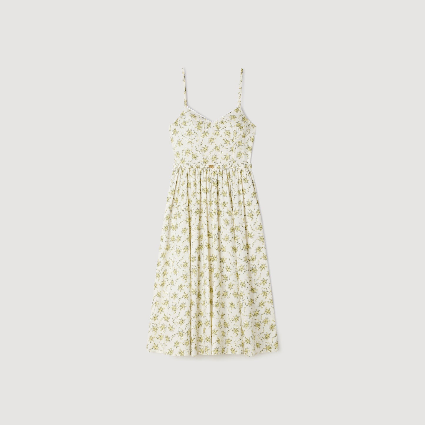Lucette Floral Maxi Dress With Straps Olive / Ecru
