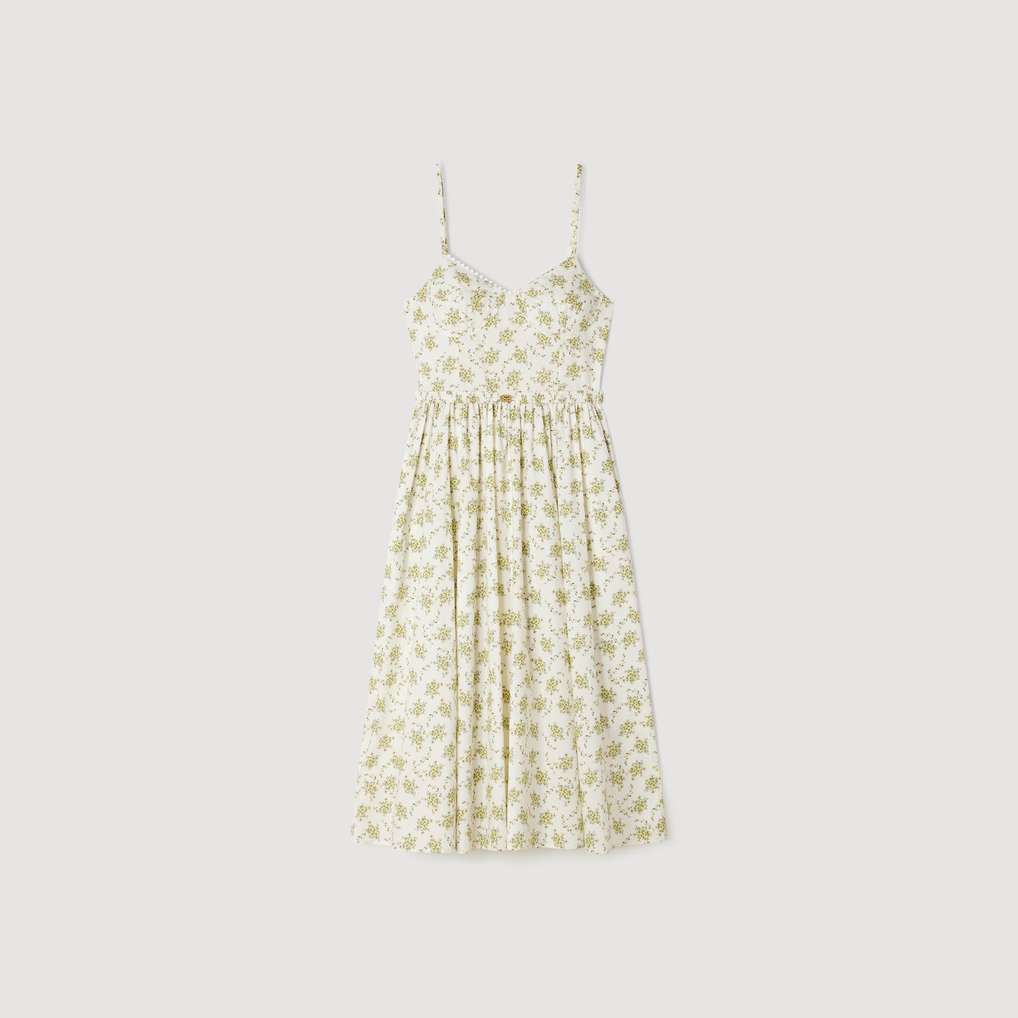 Lucette Floral Maxi Dress With Straps Olive / Ecru