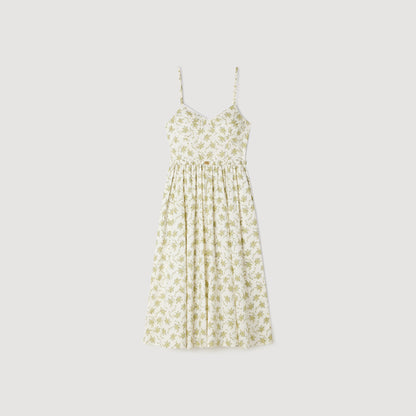 Lucette Floral Maxi Dress With Straps Olive / Ecru