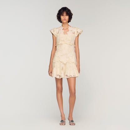 Lyrella Short Guipure Dress Ecru