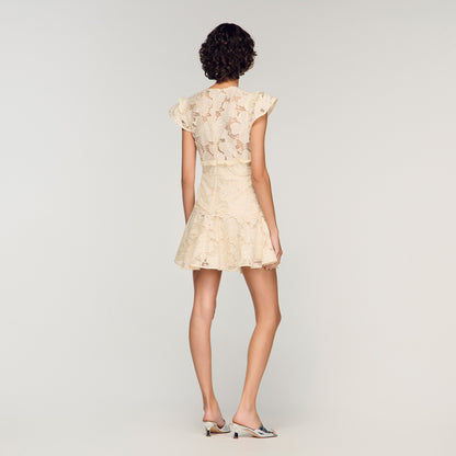 Lyrella Short Guipure Dress Ecru