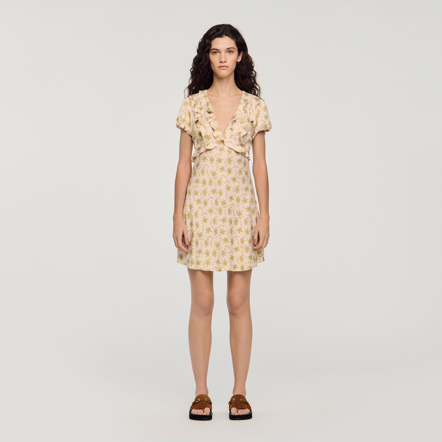 Floral Print Short Dress Light Pink