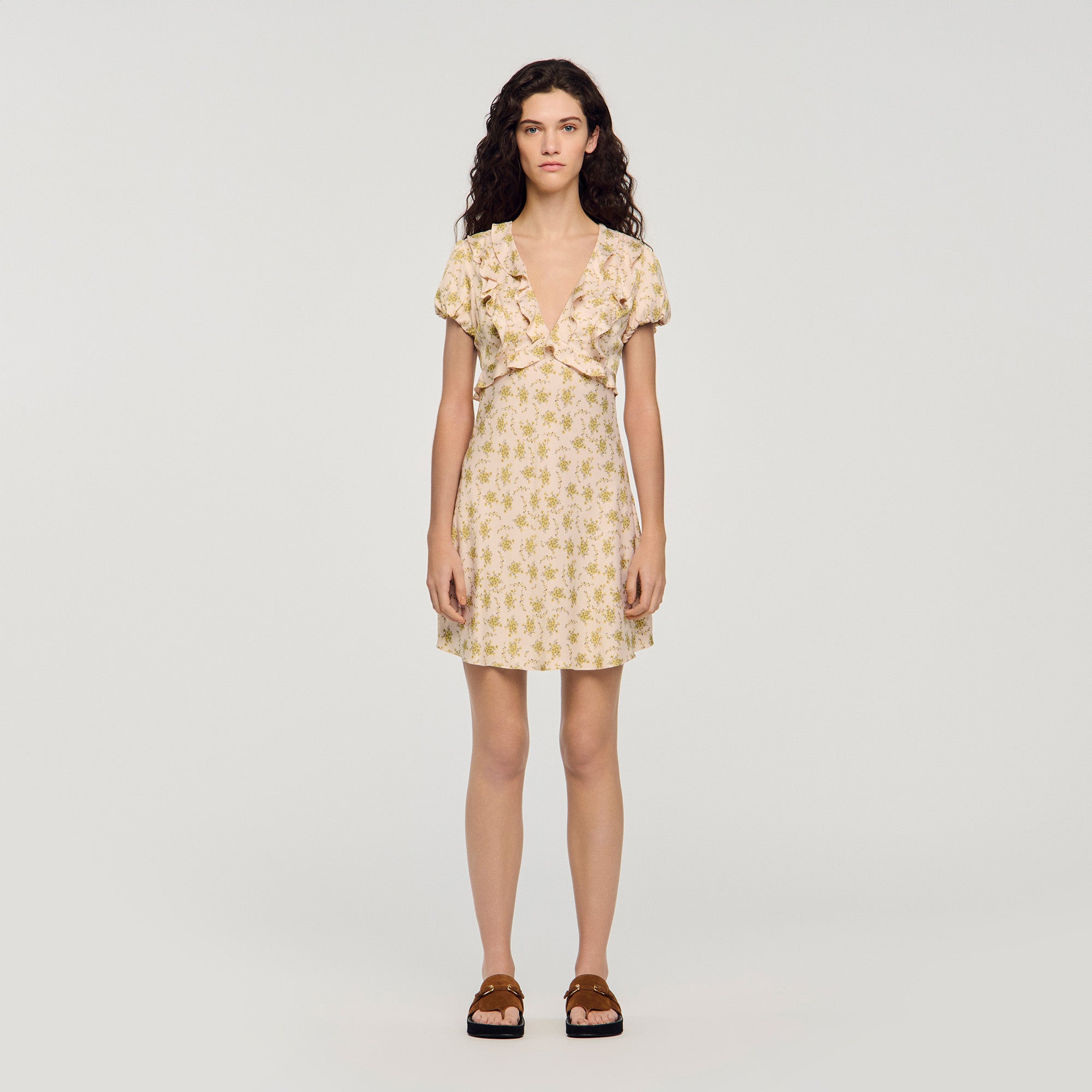 Floral Print Short Dress Light Pink