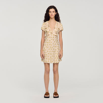 Floral Print Short Dress Light Pink