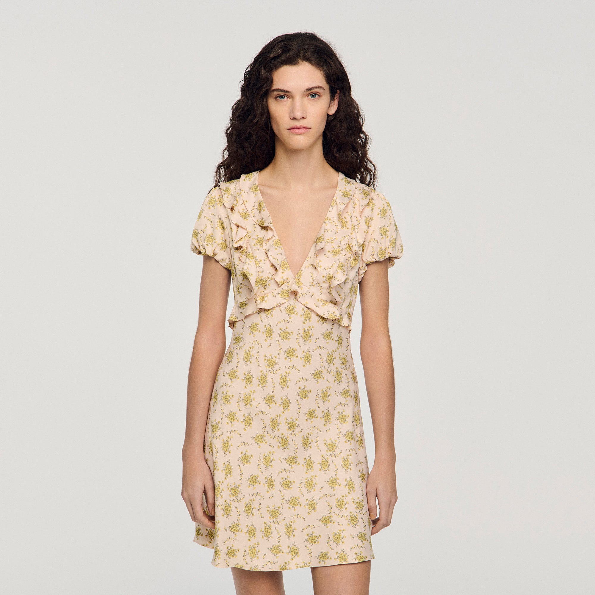 Floral Print Short Dress Light Pink