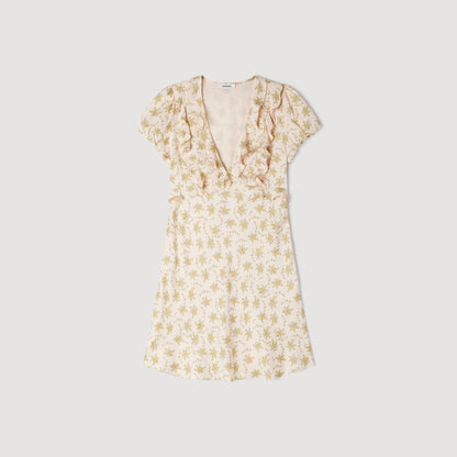 Floral Print Short Dress Light Pink