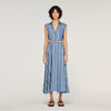 Sofia Striped Maxi Dress With Leather Tab Blu / White
