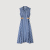 Sofia Striped Maxi Dress With Leather Tab Blu / White