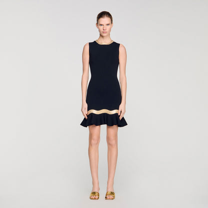 Ophira Metal Chain Knit Short Dress Black