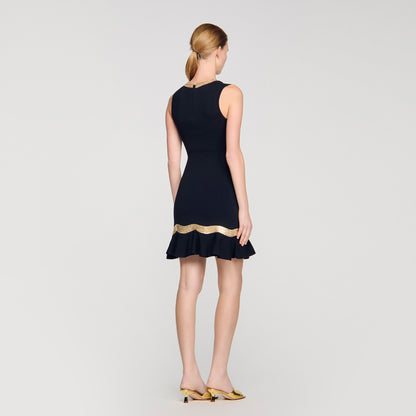 Ophira Metal Chain Knit Short Dress Black