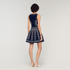 Capri Scarf-Print Knit Short Dress Navy Blue