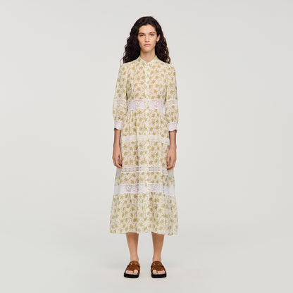Aurelia Floral Lace Maxi Dress Olive / Ecru