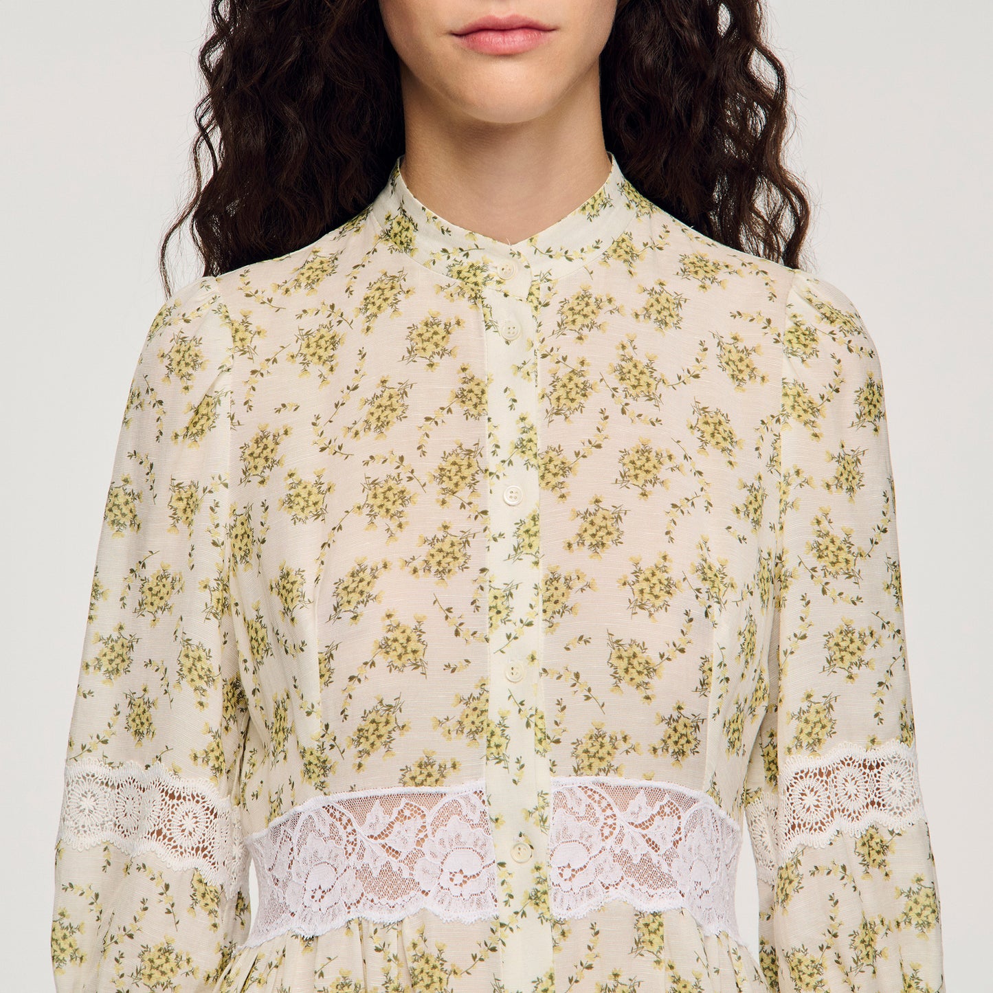 Aurelia Floral Lace Maxi Dress Olive / Ecru