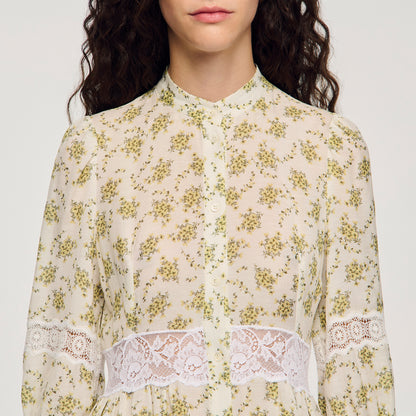 Aurelia Floral Lace Maxi Dress Olive / Ecru