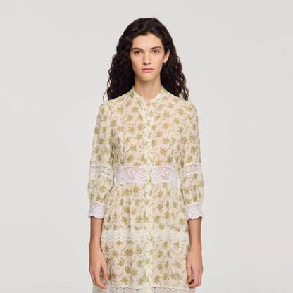 Aurelia Floral Lace Maxi Dress Olive / Ecru