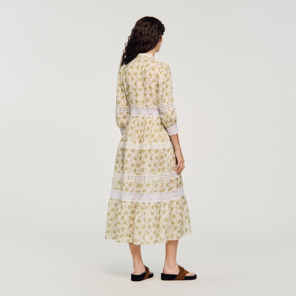 Aurelia Floral Lace Maxi Dress Olive / Ecru