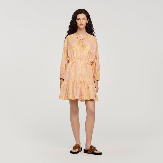 Provenza Flower Print Short Dress Pink / Green