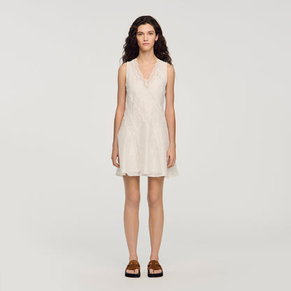 Blandine Short Trimmed Linen Dress White