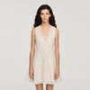 Blandine Short Trimmed Linen Dress White