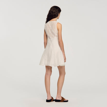 Blandine Short Trimmed Linen Dress White