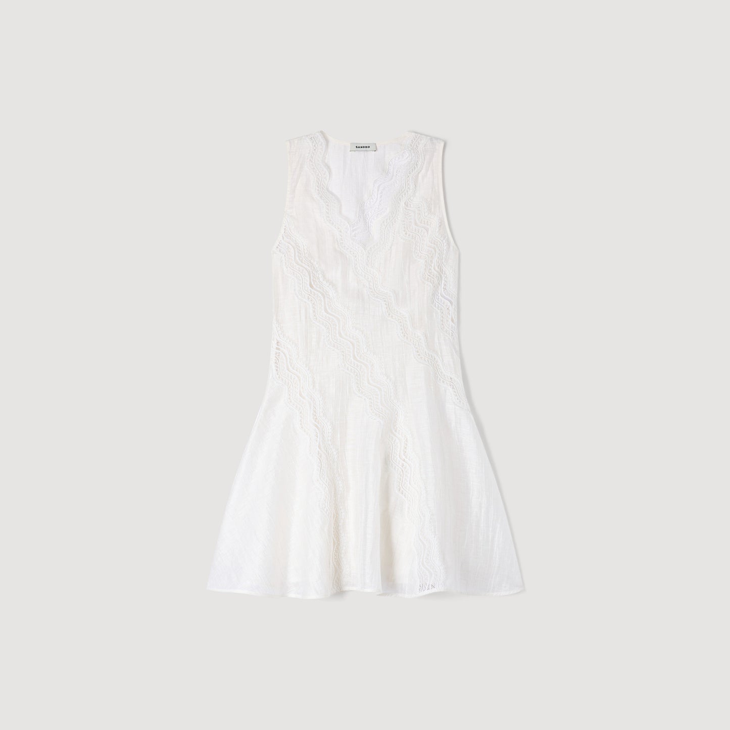 Blandine Short Trimmed Linen Dress White
