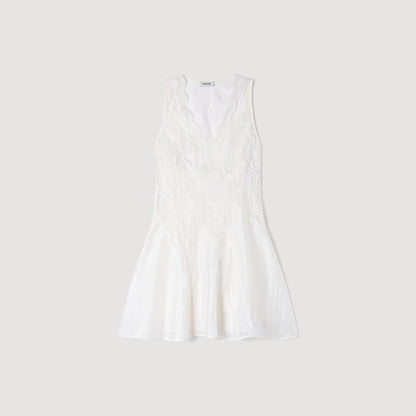 Blandine Short Trimmed Linen Dress White