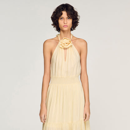 Alba Floral Print Linen Maxi Dress Vanilla