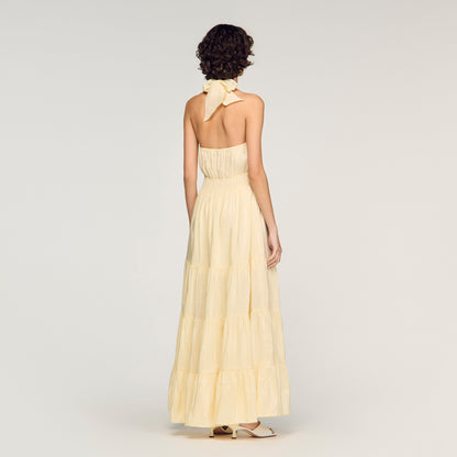 Alba Floral Print Linen Maxi Dress Vanilla