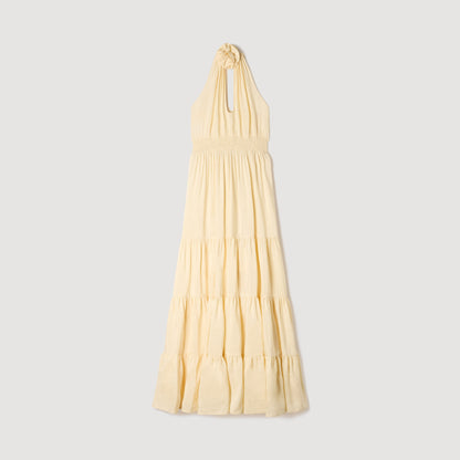 Alba Floral Print Linen Maxi Dress Vanilla