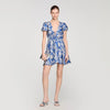 Pierly Floral Print Short Dress Blue / Ecru