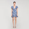 Pierly Floral Print Short Dress Blue / Ecru